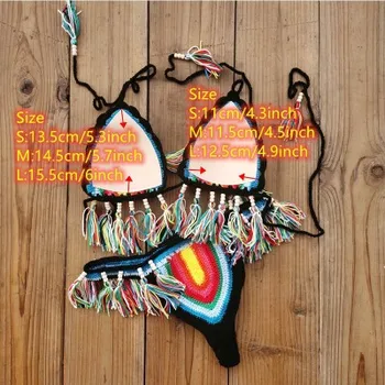 2020 Nou manual crochet bikini seturi sexy femei tricotate Curcubeu Tub de costume de baie costum de baie, costume de baie