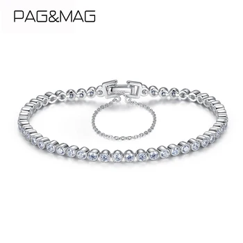 PAG&MAG Real Argint 925 cu Cubic Zirconia de Tenis Braceelets Pentru Femei Reglabil Lanț de link-ul Bratari Bijuterii Argint 925