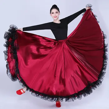 Femeile adulte doamna de Dans din Buric, Costume de Dantelă spaniolă luptele cu Tauri Dans Fusta Deschidere Dans Leagăn Mare Fusta de Performanță Tigan Purta