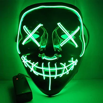 Zece Culori EL Sârmă Lumină Masca de Halloween Înfricoșător Masca LED Masca Costum Cosplay Petrecere Performanța Bateriei EL Sârmă Lumină Masca Q30