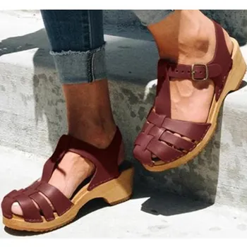 2021 Moda De Vara Femei Pantofi Sandale Închis Toe T-Curea Papuceii Zapatos De Mujer Sandalias De Verano Para Mujer
