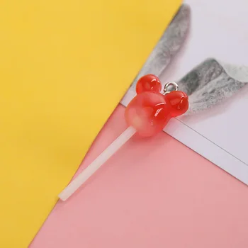 8PCS/Mulțime de Drăguț Transparent Gradient Lollipop Bomboane Rășină Farmecul Colier Breloc cu Pandantiv DIY Bijuterii Accesorii Farmec