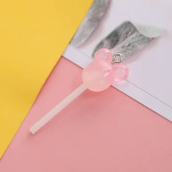 8PCS/Mulțime de Drăguț Transparent Gradient Lollipop Bomboane Rășină Farmecul Colier Breloc cu Pandantiv DIY Bijuterii Accesorii Farmec
