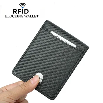 Noua Fibra de Carbon Slim Titularul Cardului de Credit Subțire RFID Portofele din Piele Pu Permis de conducere Titularul de Acoperire Pentru Barbati Portofel Carte