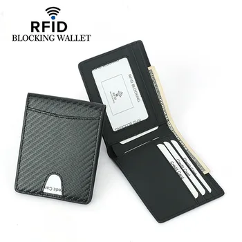 Noua Fibra de Carbon Slim Titularul Cardului de Credit Subțire RFID Portofele din Piele Pu Permis de conducere Titularul de Acoperire Pentru Barbati Portofel Carte