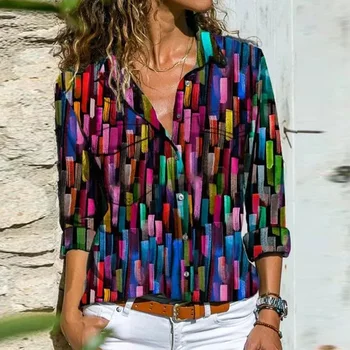Femei Elegant Model de Imprimare Bluza Tricouri Liber Casual Mâneci Lungi Pulover de Bluze Femei Bluza Vintage Tricouri Plus Dimensiune 5XL