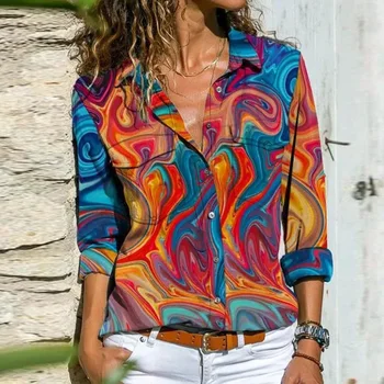 Femei Elegant Model de Imprimare Bluza Tricouri Liber Casual Mâneci Lungi Pulover de Bluze Femei Bluza Vintage Tricouri Plus Dimensiune 5XL
