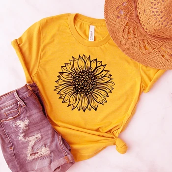 Floarea-soarelui Tricou Femei Estetice Grunge cu Maneci Scurte T-shirt Bumbac Grafic Teuri Vara Topuri de Moda de Îmbrăcăminte Dropshipping