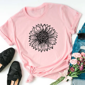 Floarea-soarelui Tricou Femei Estetice Grunge cu Maneci Scurte T-shirt Bumbac Grafic Teuri Vara Topuri de Moda de Îmbrăcăminte Dropshipping