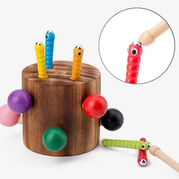 Din lemn joc jucărie Ciuperci bug-uri instrument de Captare de Culoare stick Copii, jucarii educative