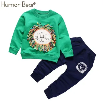 Umor Ursul Noi de Craciun Fetita Haine Seturi Costum de Băiat de Băiat Țese Desene animate Design de tricou + Pantaloni 1--5 Ani