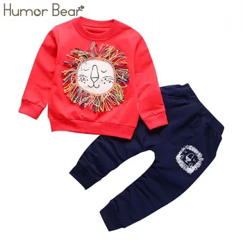 Umor Ursul Noi de Craciun Fetita Haine Seturi Costum de Băiat de Băiat Țese Desene animate Design de tricou + Pantaloni 1--5 Ani