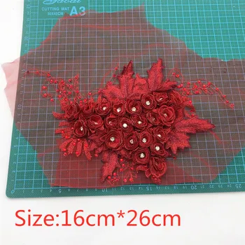 5pcs 3D Manual de Flori Dantelă Aplicatiile de Cusut Mireasa Nunta Ornamente Motiv de Broderie 16cm*26cm