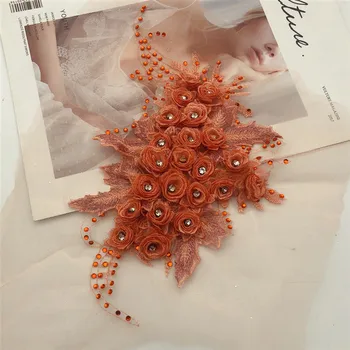 5pcs 3D Manual de Flori Dantelă Aplicatiile de Cusut Mireasa Nunta Ornamente Motiv de Broderie 16cm*26cm