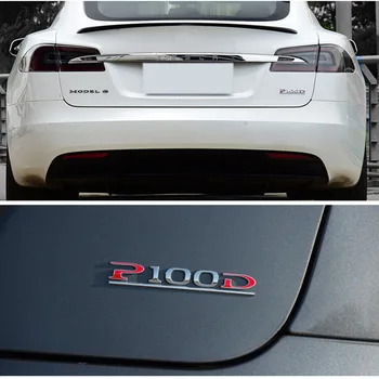 1set ABS negru Roșu Deplasare Masina Emblema Autocolant P85D P90D P100D Accesorii pentru Tesla Model S Model X Model 3