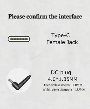 0,15 M/0.49 FT de Tip C de sex feminin jack să DC4.0*1.35 MM PD Adaptor de Încărcare Cablu ,65W USB-C la 40135 Încărcare Rapidă Linie