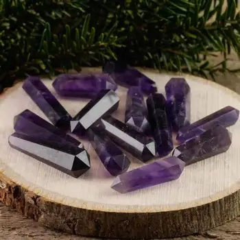 Naturale Ametist Dublu Punct De Cristal Stick De Vânzare Fierbinte Stâlp De Piatră Decor Acasă Reiki Fengshui Meditație De Vindecare