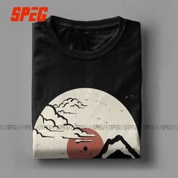 Men ' s T-Shirt de Epocă Răsărit Apus de soare Munți Noutate din Bumbac Tricou Maneci Scurte T Shirt Echipajul Gât Topuri Plus Dimensiune