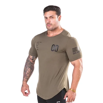 Tipărite de Vara Tricou Bumbac Sală de Fitness Barbati O-neck T-shirt Îmbrăcăminte de Brand Sport Shirt Short Sleeve Running T Camasa Plus Dimensiune