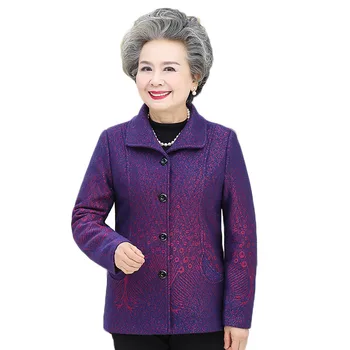 Femeile în vârstă de Primavara Jacheta de Toamna 2020 de vârstă Mijlocie Mama Haină de Lână Bunica Scurt Lână Îmbrăcăminte Femme Plus Dimensiune 4XL 2074