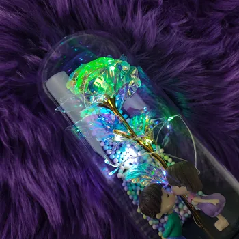 2021 CONDUS Fermecat Galaxy a Crescut Veșnică Aur de 24K Folie Floare Cu Fairy Șir de Lumini În Dome De Crăciun Cadou de Ziua Îndrăgostiților