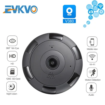 EVKVO 1080P Wireless Panoramic Whit&Negru Camera Home Security Camera IP de Rețea de 360 de Grade Obiectiv Fisheye Camera IR Noapte Viziune