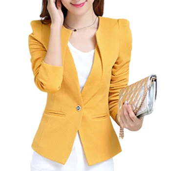 Primăvara Femei Slim Sacou Office Lady Culoare Solidă Maneca Lunga Un Buton De Umăr Căptușită Slim Blazer Coat