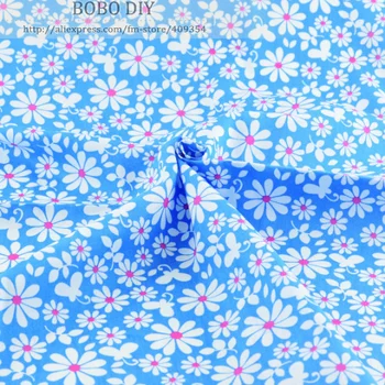 1 metru albastru daisy Imprimate tesatura de bumbac poplin de îmbrăcăminte de moda tesatura metru patchwork, quilting 145 cm lățime