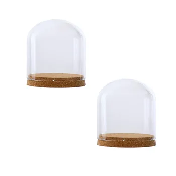 2 buc 12x12cm Cupolă de Sticlă Acoperi Cloche Bell Jar Suculente Terarii cu Lemn de Plută Petreceri de Nunta Decoratiuni Miniaturi Ambarcațiuni