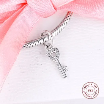 Fandola Argint 925 Simbol de Încredere Cheie Farmecul Margele pentru Femei se Potrivește Pandora Bratari Femei Bijuterii bijoux femme