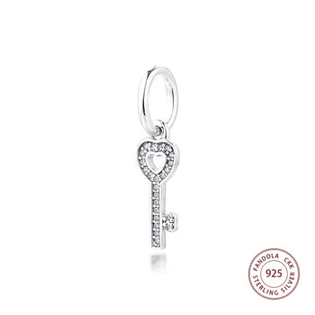 Fandola Argint 925 Simbol de Încredere Cheie Farmecul Margele pentru Femei se Potrivește Pandora Bratari Femei Bijuterii bijoux femme