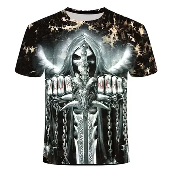 2020Skull T cămașă Bărbați Schelet de T-shirt Punk Rock Tricou Arma tricouri 3d Print T-shirt de Epocă Gotică Mens Îmbrăcăminte topuri de Vara