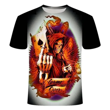 2020Skull T cămașă Bărbați Schelet de T-shirt Punk Rock Tricou Arma tricouri 3d Print T-shirt de Epocă Gotică Mens Îmbrăcăminte topuri de Vara
