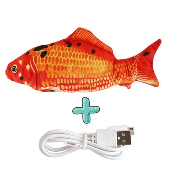 Animal de casă Pisică USB Reîncărcabilă Electrice Datul din Coada de Simulare Pește Jucărie Roșie Crap (Baterie cu litiu, Capacitatea de 150ma)