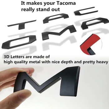 3D Hayon Ridicat Introduce Litere Emblema pentru Toyota Tacoma 2016-2019 Emblema Insertii (Negru Mat)
