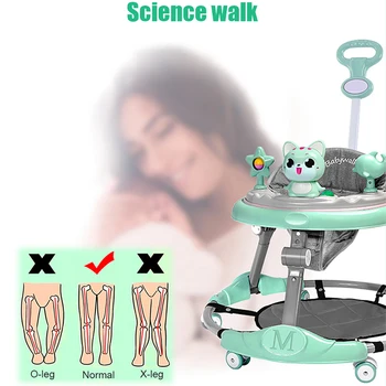 Noul Pliant Baby Walker Multi-Funcție Anti-Răsturnare Anti-O-Picioare de Bărbați și Femei Înălțime Reglabilă Copilul Walker Nou-născut de Mers pe Masina
