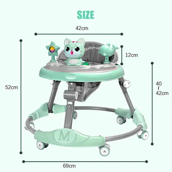 Noul Pliant Baby Walker Multi-Funcție Anti-Răsturnare Anti-O-Picioare de Bărbați și Femei Înălțime Reglabilă Copilul Walker Nou-născut de Mers pe Masina