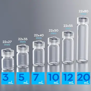 50pcs penicilina sticla flacon de sticlă cu dop de cauciuc și anti-sheft incuietoare 3 ml, 5ml, 7ml,10 ml, 15 ml, 20 ml,25 ml,30 ml borcane