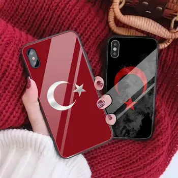 Turcia Steag turcesc Telefon Caz Pentru Iphone 11 Pro MAX XR X 7 8Plus SE2020 DIY rezistent la Șocuri Sticlă Silicon Moale Marginea