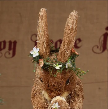 24x15x33cm,obiecte de Artizanat,drăguț mamei și copilului iepuri,maro papură flori,accesorii,Paie meserii,ziua de Paste,cadou de Ziua Mamei