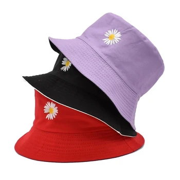 Vara Margarete Găleată Pălării Femei Din Bumbac Reversibile Panama Broderie Plaja Vara Pălării De Soare Bob Chapeau Femme Pălărie De Pescar