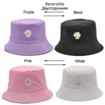Vara Margarete Găleată Pălării Femei Din Bumbac Reversibile Panama Broderie Plaja Vara Pălării De Soare Bob Chapeau Femme Pălărie De Pescar