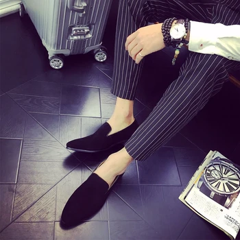 NPEZKGC Noi 2019 Bărbați Mocasini Brand de Lux Pantofi Slip on a Subliniat Deget de la picior Petrecere de Nunta Pantofi de Moda Bărbați Mocasini Negru Navy