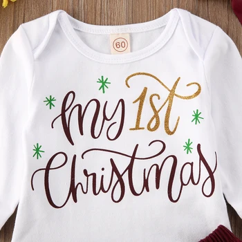 0-18M Santa Clus Crăciun Copil Nou-născut Fete pentru Copii Haine Set Romper Topuri din Dantela Fusta Tutu Dress set Elegant de Crăciun Tinutele de Petrecere