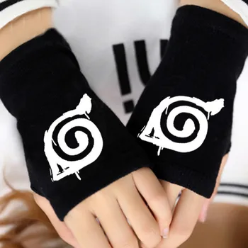 Anime Mănuși de Cald Iarna Degete Naruto Steampunk Desene animate Mănuși Tricotate Cosplay Costum Negru Accesorii pentru Barbati Femei