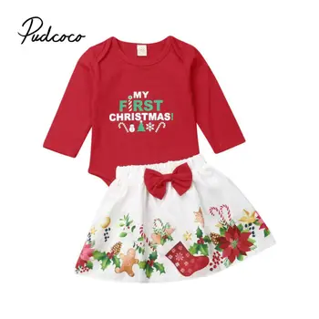 Pudcoco Haine De Fata Costume De Printesa De Crăciun Pentru Copii Haine Fete Haine Toamna Iarna Primul Crăciun Body+Fusta Set Pentru Xmas