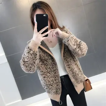 2020 nou toamna și iarna femei versiunea coreeană de leopard pulover femei nurca catifea sacou tricotate cardigan