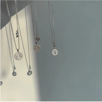 Trendy Diamant Delicat 26 De Litere A-Z Colier Argint 925 Cu Pandantiv Moda Bijuterii Femei Dulce Clavicula Lanț