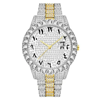 Moda Cifre arabe Mens Ceasuri de Top de Brand de ceasuri de Lux Bărbați Aur 18k Diamant Mare Cu Canlender Clasic Masculin de Gheață Afară Ceas