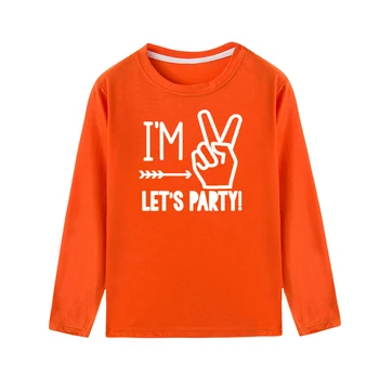 Copii 2-a Petrecere de Ziua Tricou sunt Două Să petrecem Print Amuzant Copil Fată Băiat Maneca Lunga T-shirt Casual Copii T Shirt